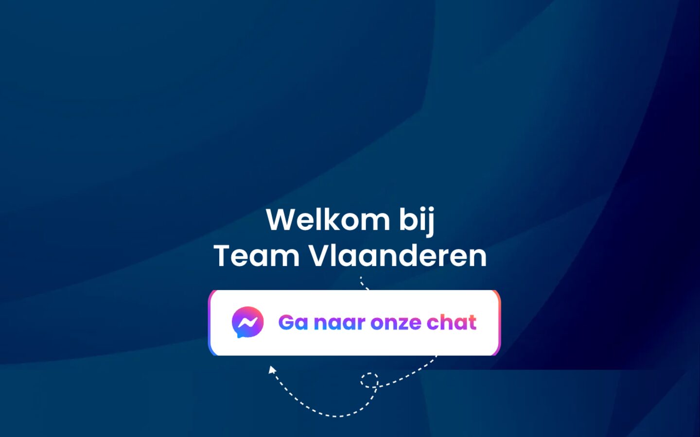 De startpagina van Team Vlaanderen: de titel en de knop Ga naar onze chat.