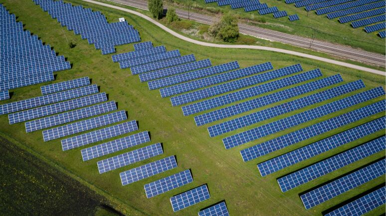 Zonnepanelen in een veld, het beeld van onze oude casepagina voor NRG MAN.