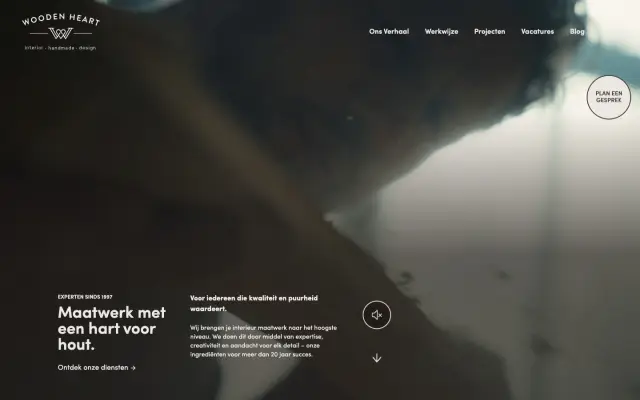 De website van Wooden Heart, maatwerk in hout